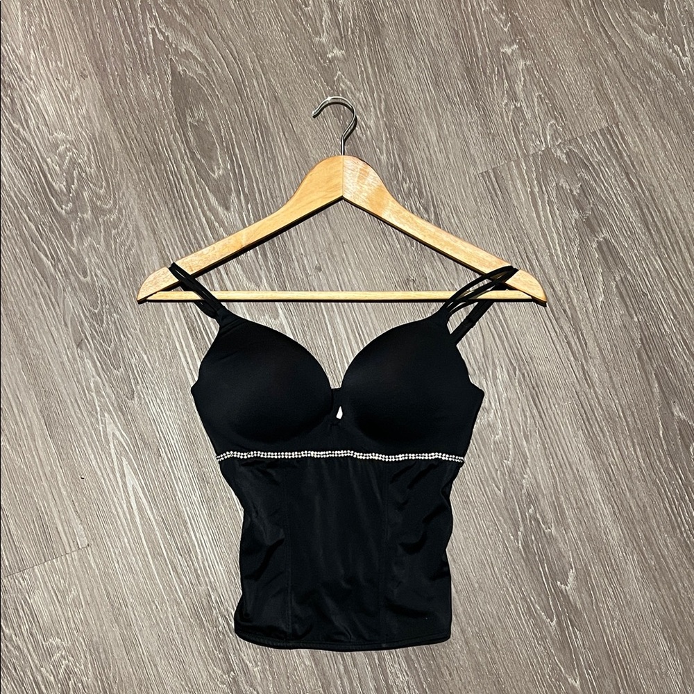 Black Bustier with Rhinestone Detail